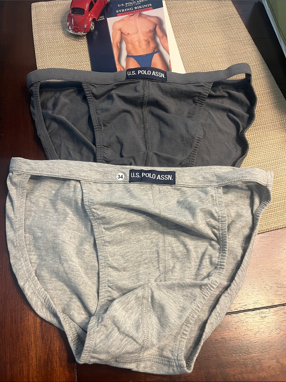 Bundle 34 U.S. Polo Assn. Men’s string bikini Briefs - Light Gray & Charcoal (2-